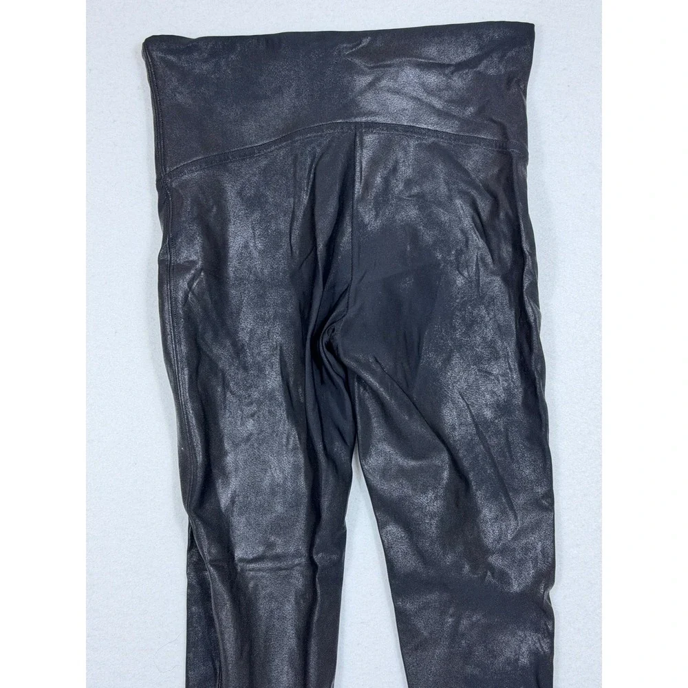 Spanx Vegan Leather Leggings Black‎ High Waisted Shaping Pants Womens Medium